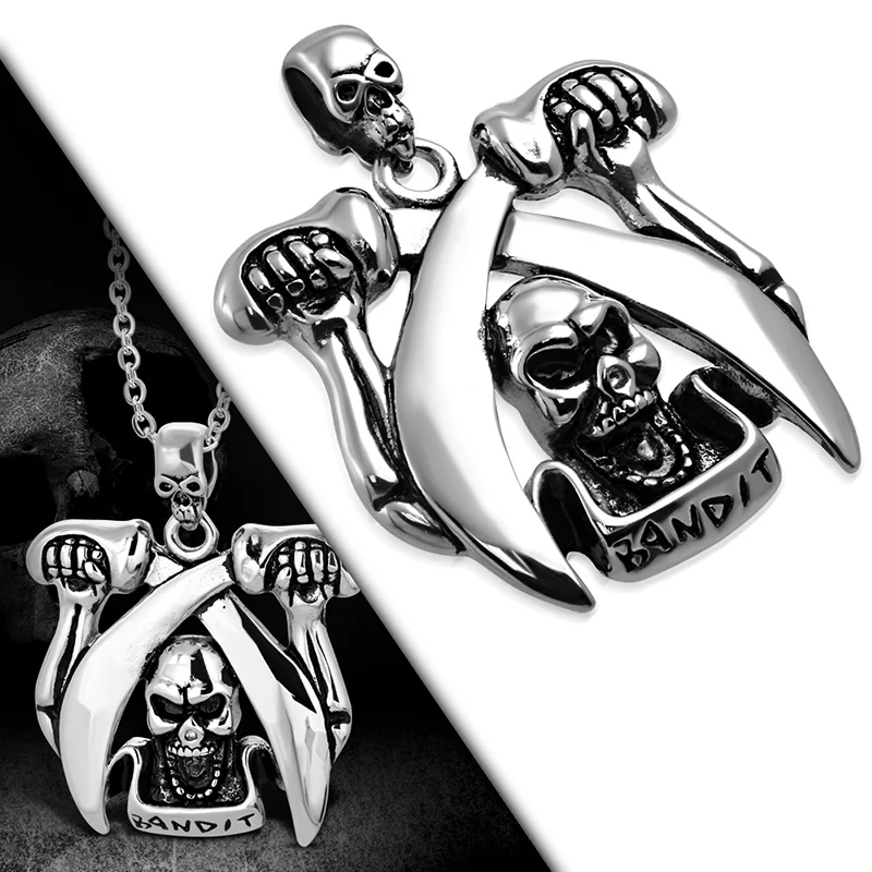 Dije Acero Inoxidable Chopper Calavera Espada Bandit