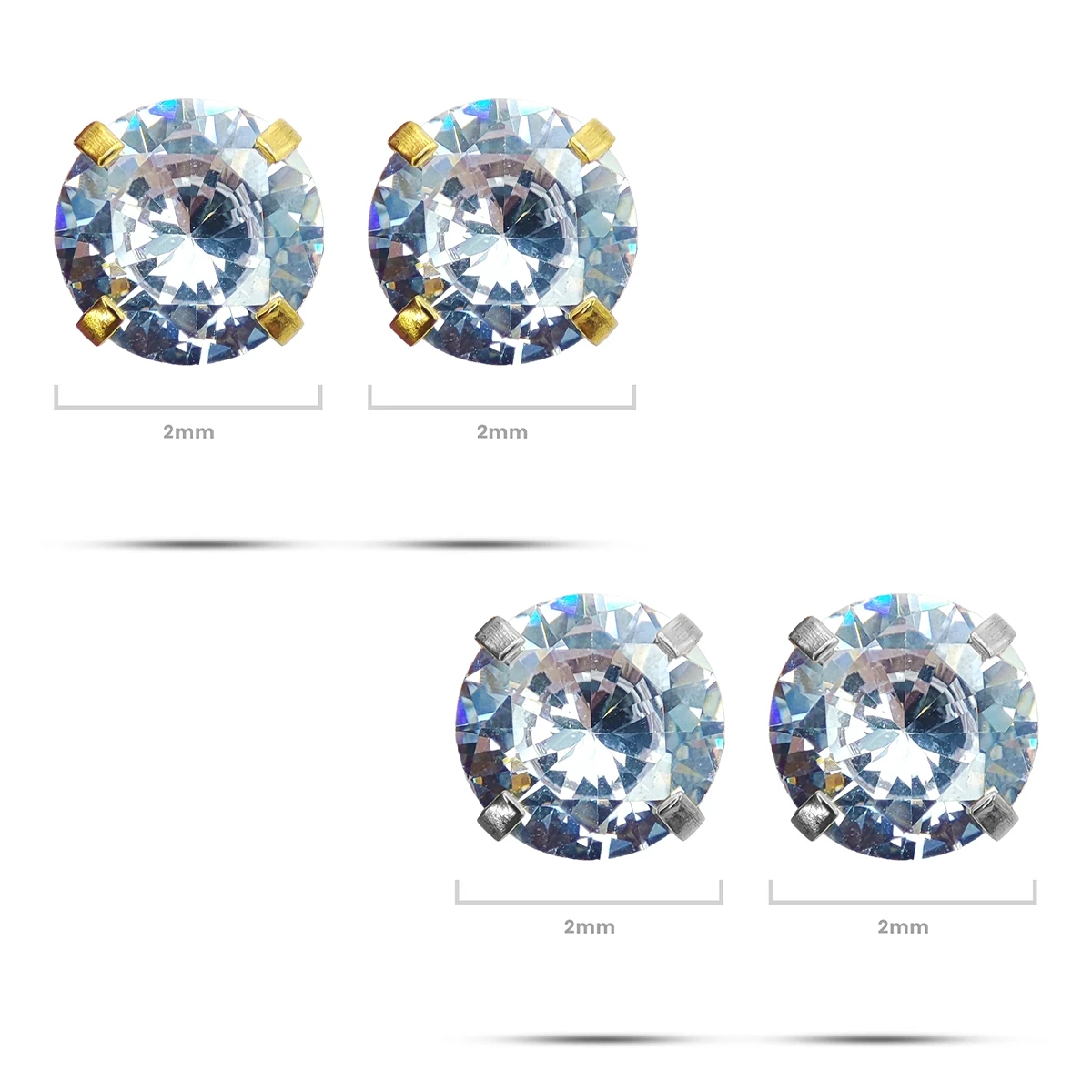 Aretes Acero Broquel Dormilon Bola Zirconia Circular