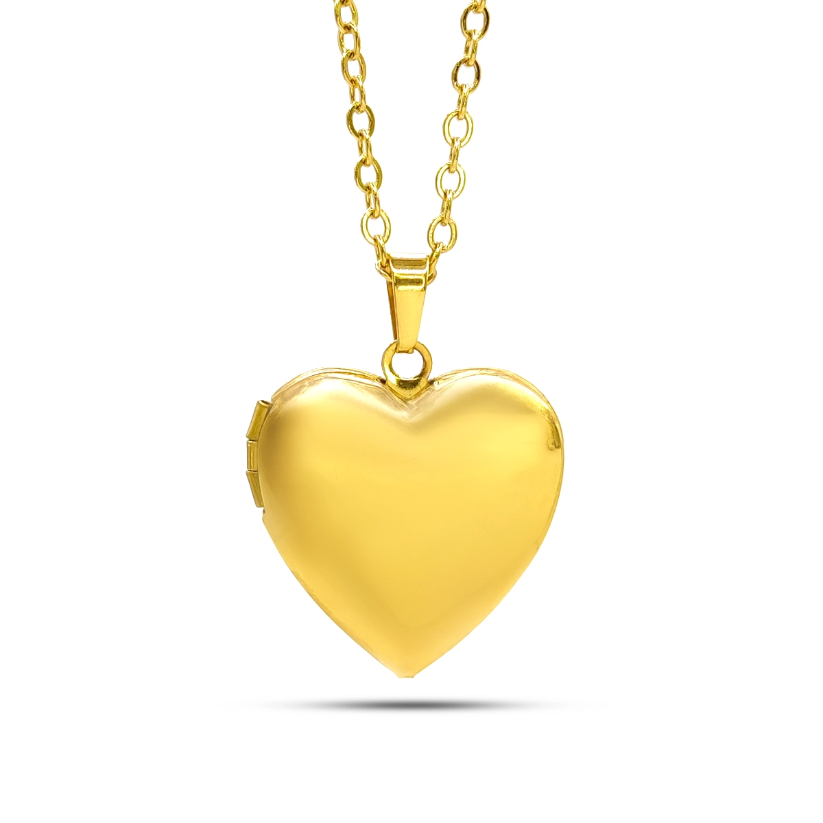 Collar Acero Relicario Guardapelo Corazón Liso 23 cm