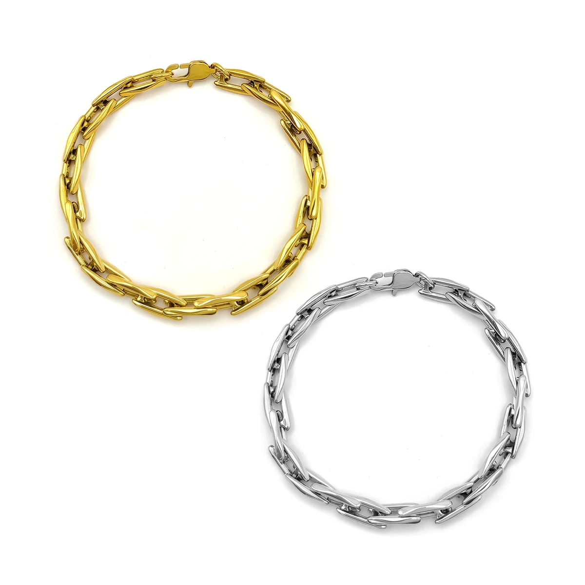 Pulsera Acero Eslabón Rectangular Redondeado Moderno 7 mm