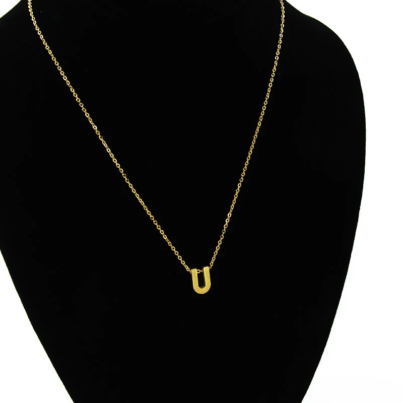 Collar Acero Inoxidable Dorado Letra U Pequeña Nice