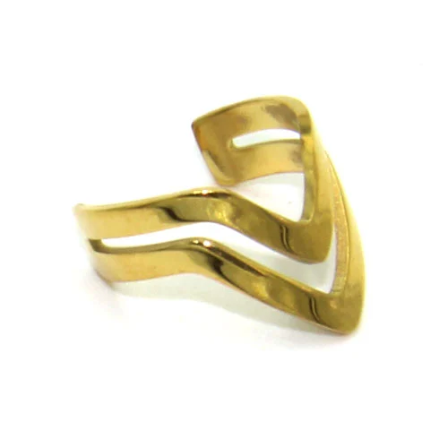 Ear Cuff Acero Inoxidable Dorado Triángulo Moderno - aretes