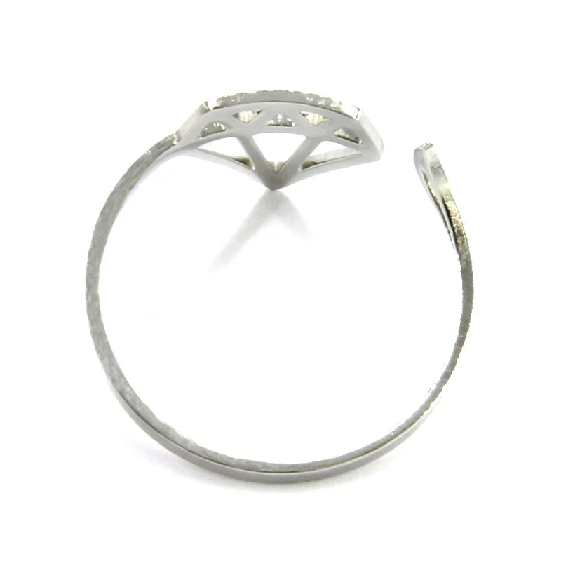 Anillo Acero Inoxidable Plateado Diamante Liso Ajustable
