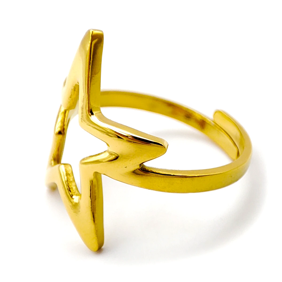 Anillo Acero Dorado Contorno Estrella Lisa Ajustable