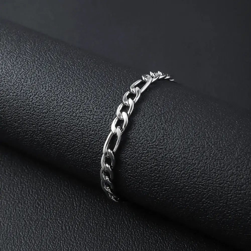 Pulsera Acero Plateado Esclava Sencilla 3x1 7 mm