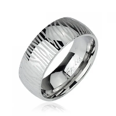 Anillo Acero Inoxidable Plata Diseño Zebra
