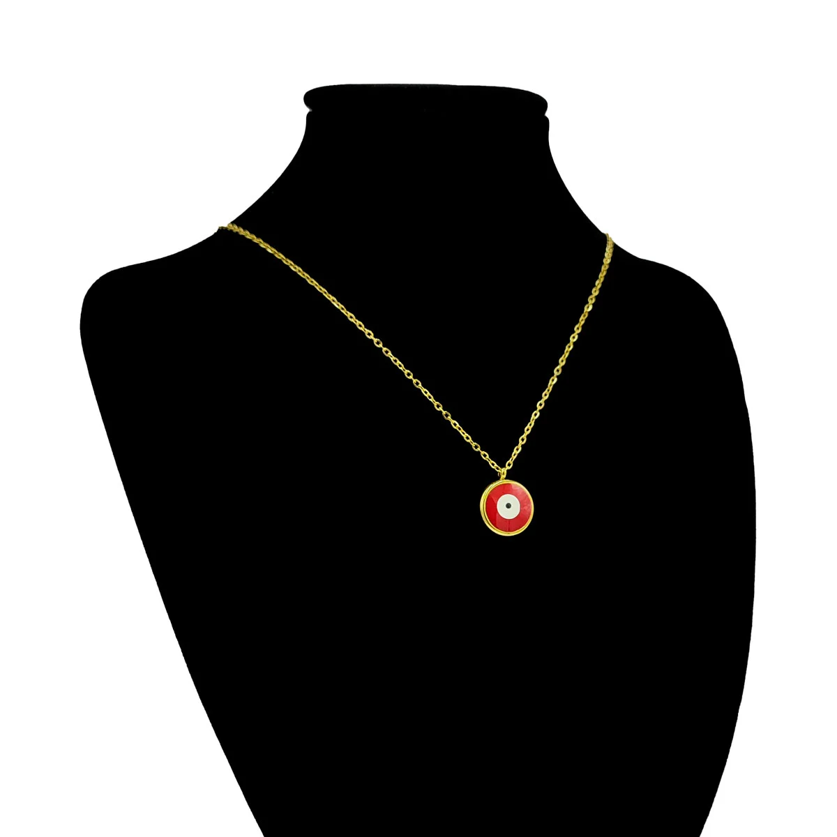 Set Joyeria Acero Inoxidable Dorado Ojo Turco Rojo