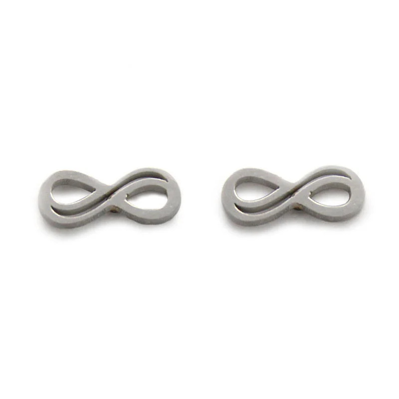Aretes Tipo Broquel Acero Inoxidable Plateado Infinito