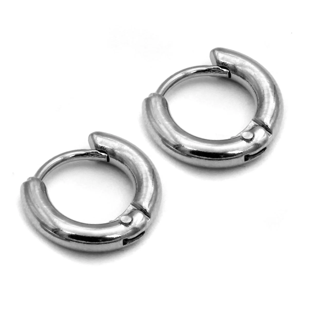Aretes Acero Plateado Tipo Pendiente Aro Clasica 12mm