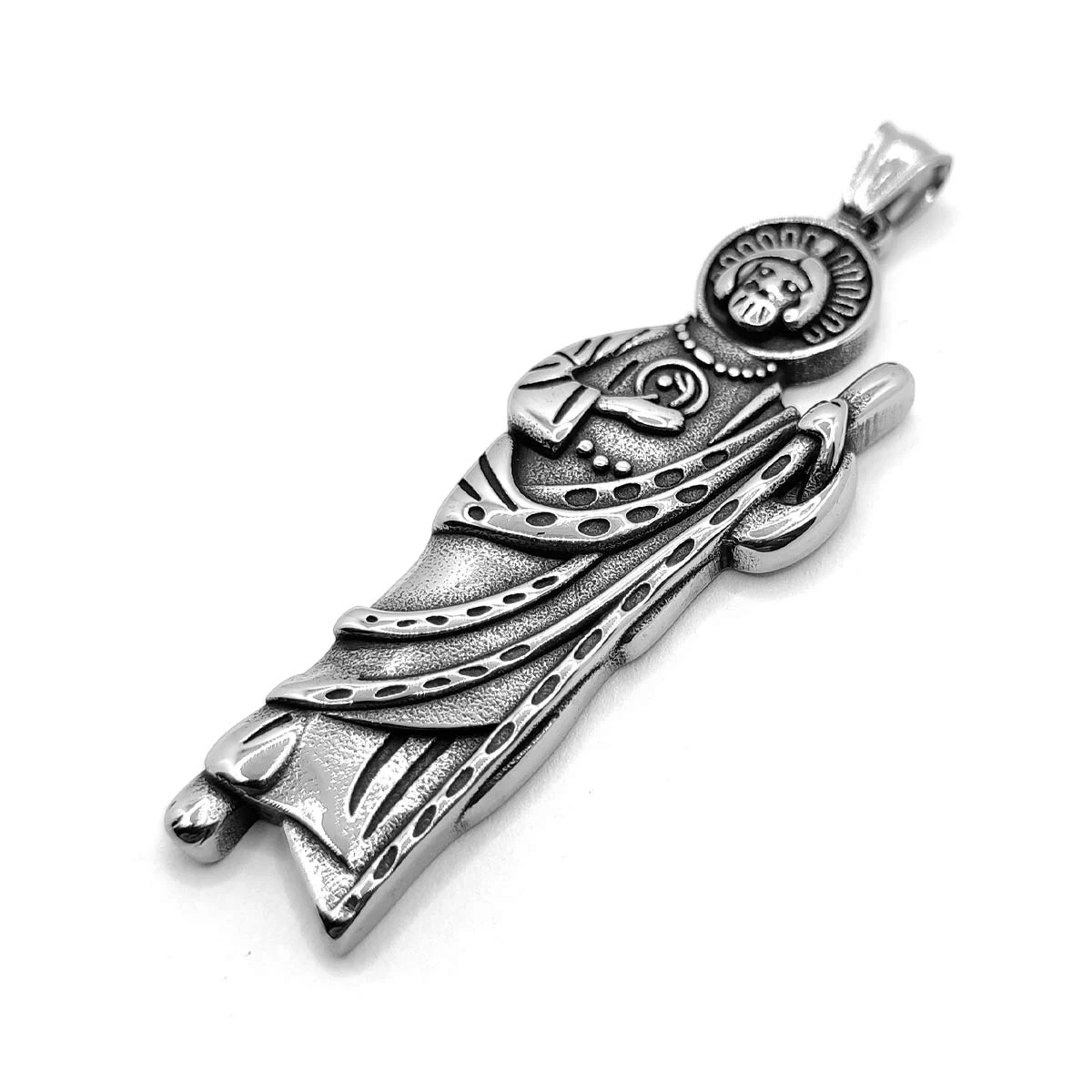 Dije Acero Inox Plateado San Judas Tadeo Catolico 55 mm