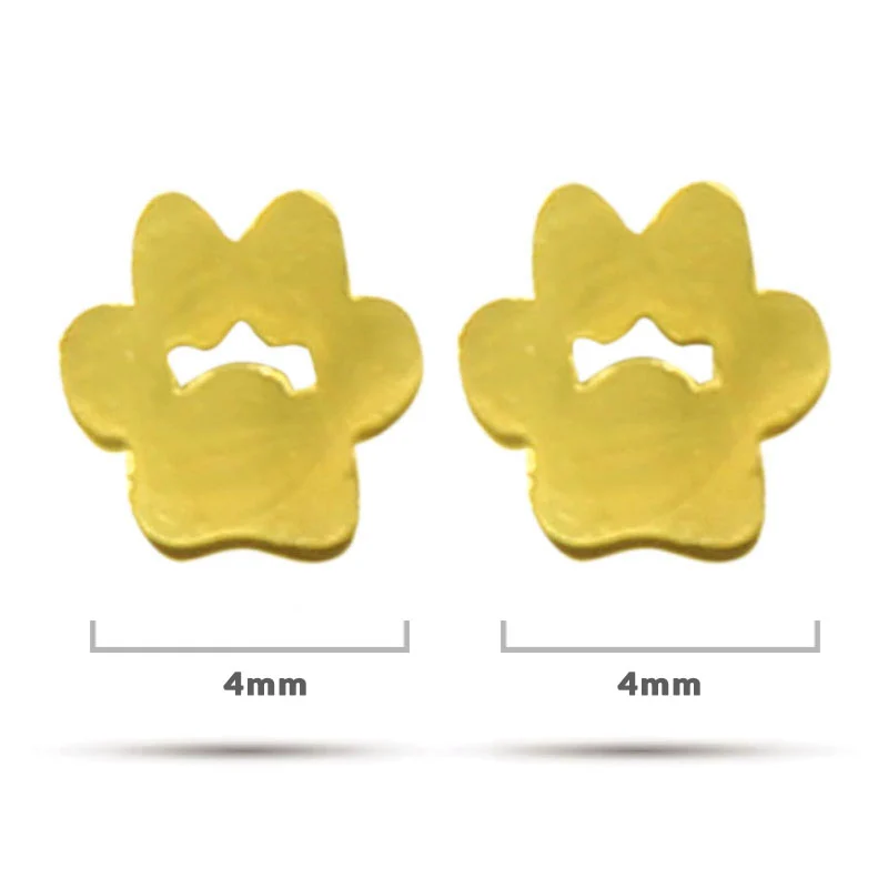 Aretes Tipo Broquel Acero Dorado Petite Huella Perro