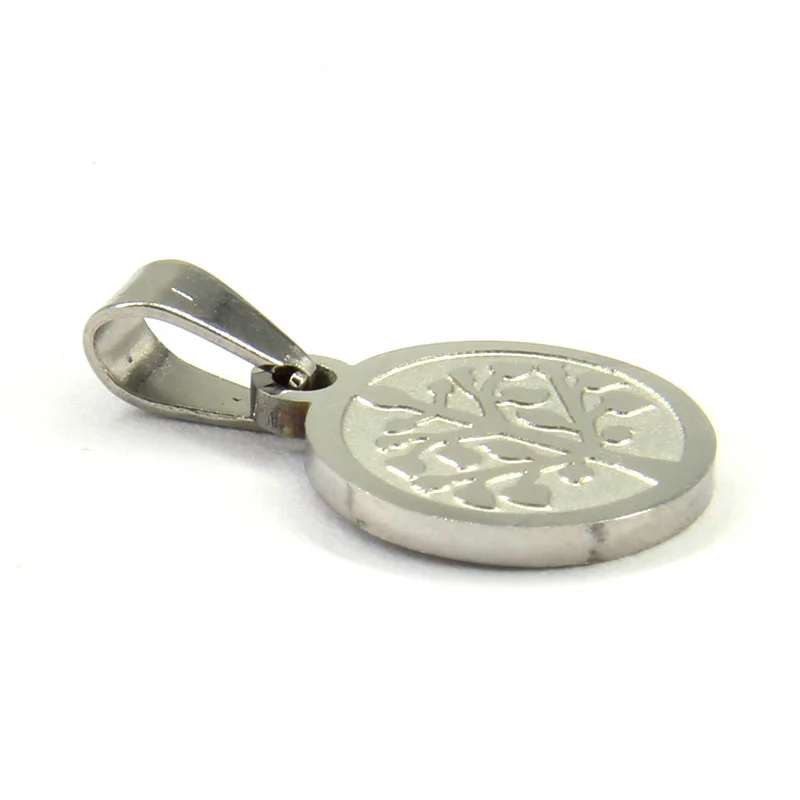 Dije Acero Plateado Medalla Arbol Vida Sabiduria 12mm