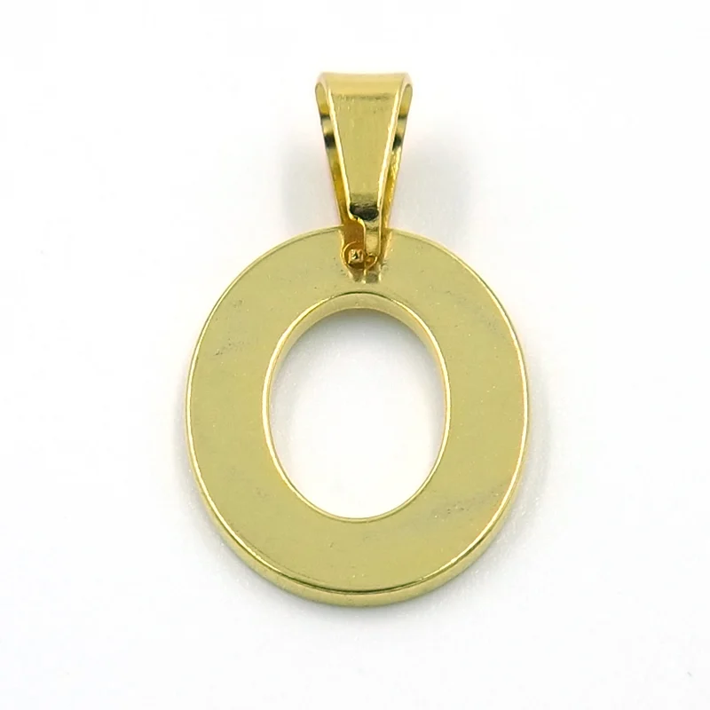 Dije de Acero Dorado Letra O Pequeña Alfabeto