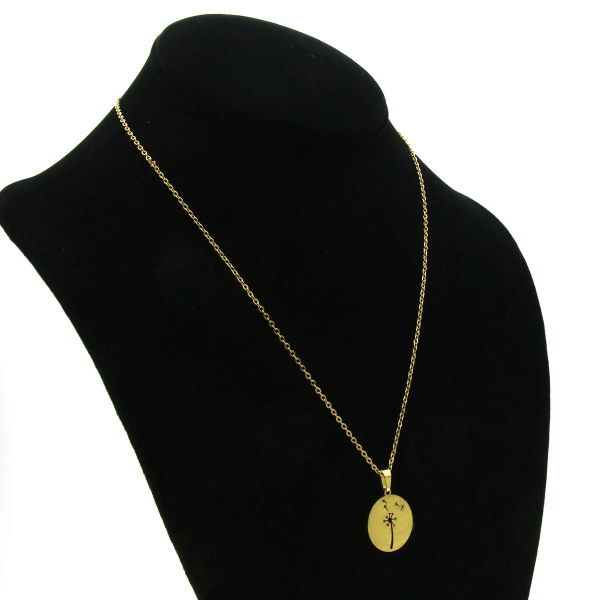 Set Joyeria Acero Dorado Diente Leon Deseo Felicidad