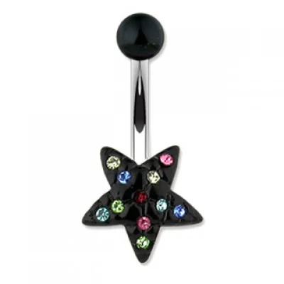Piercing en el ombligo Diseño Estrella Negra con Zirconias