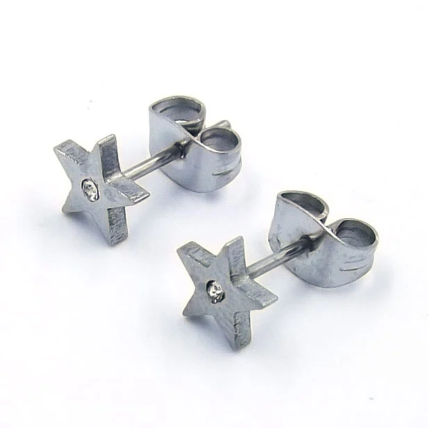 Aretes Acero tipo Broquel Estrella Chispita Plateado