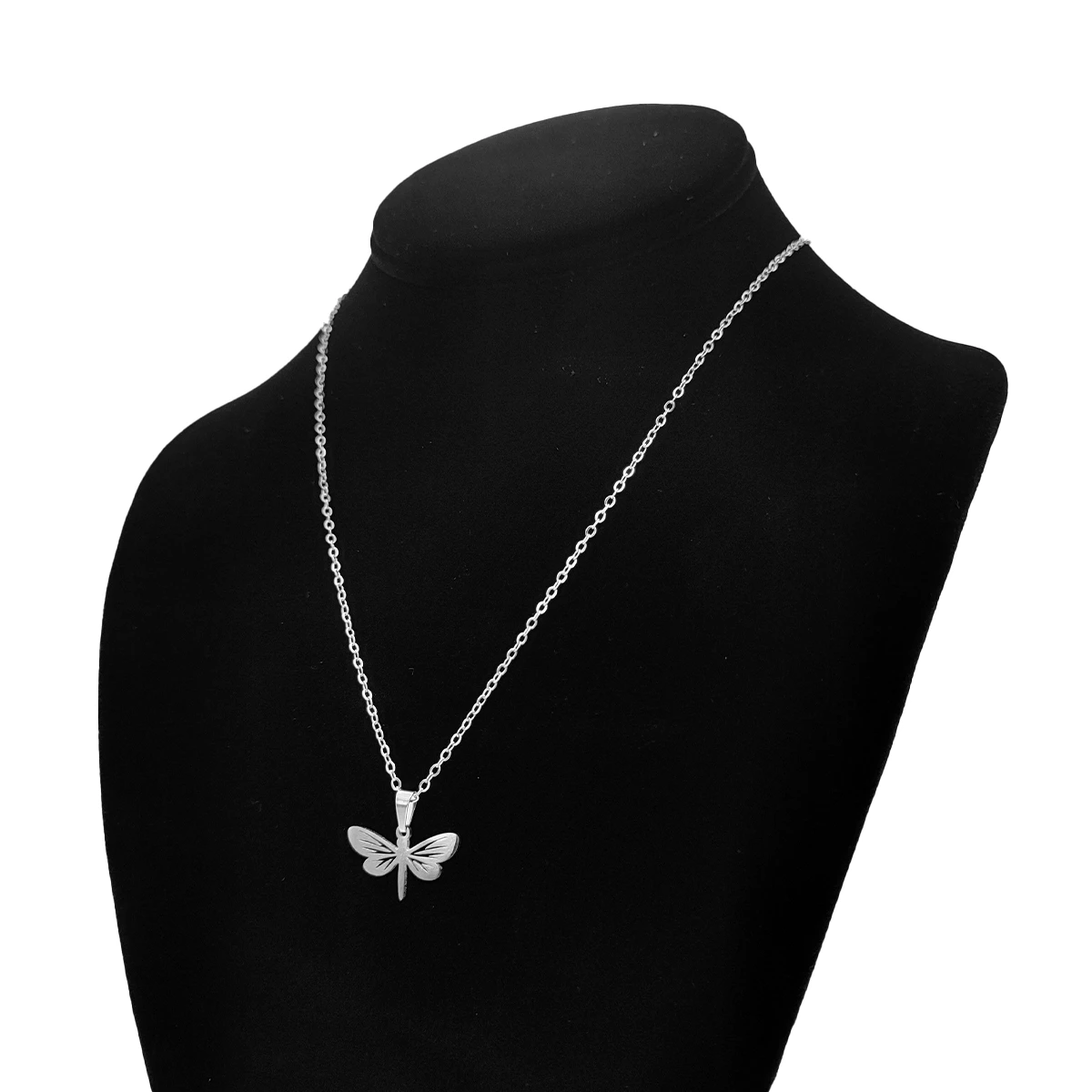 Set Joyería Plateado Libelula Alas Caladas Buena Suerte