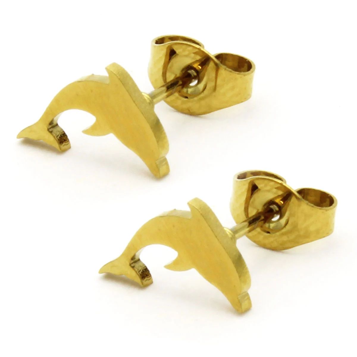 Set Joyeria Acero Dorado Delfin Simbolo Sabiduria Suerte