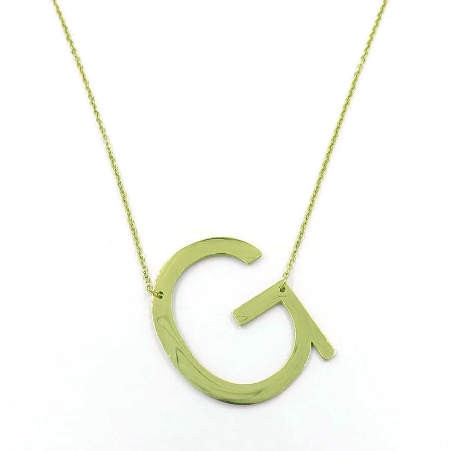 Collar Acero Inoxidable Dorado Letra G Gigante