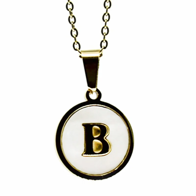 Collar Acero Dorado Letra B Madre Perla