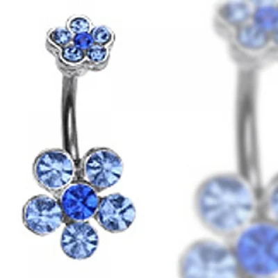 Piercing para el ombligo de Acero Quirúrgico Flor Azul