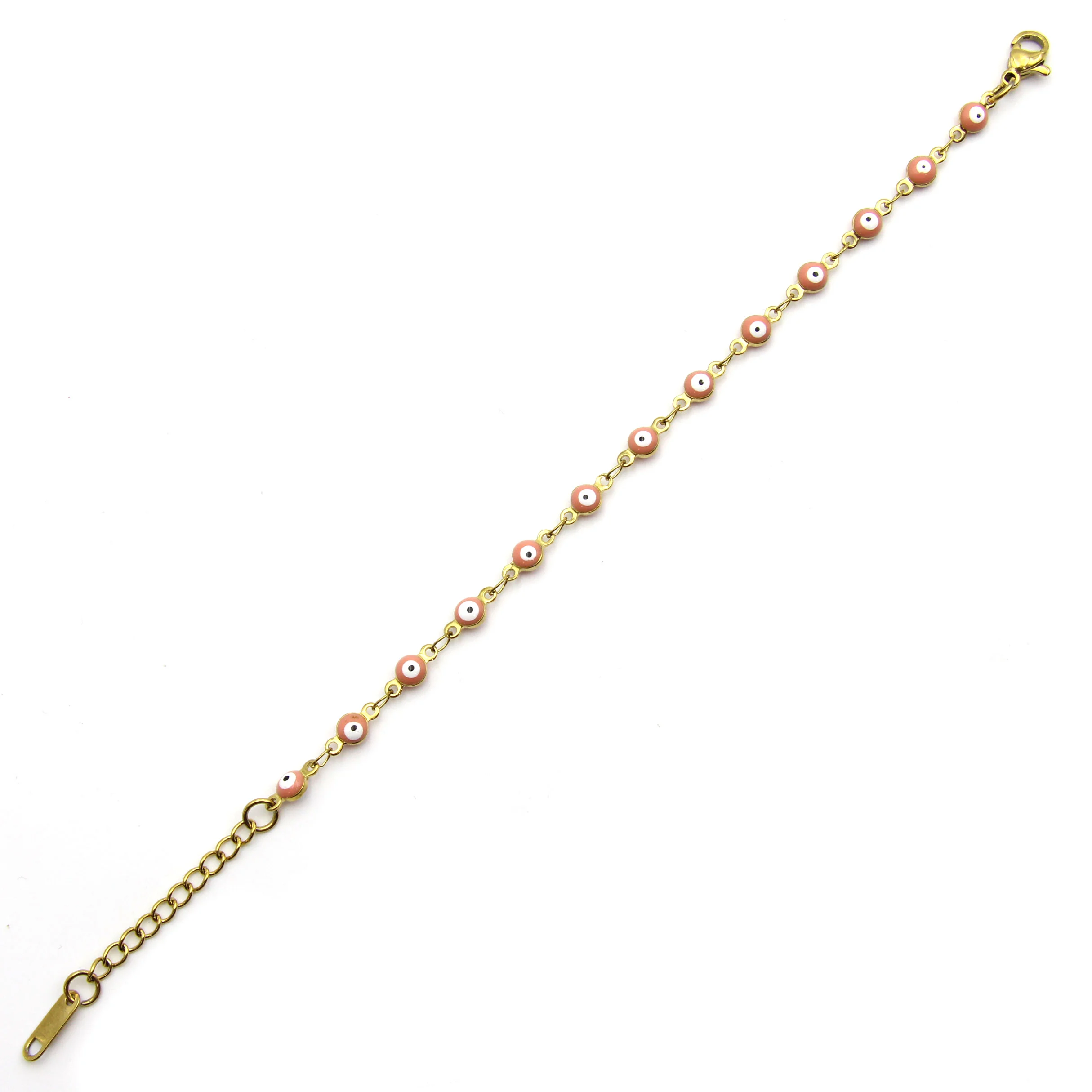Pulsera Acero Dorado Ojo Turco Nazar 4 mm Rosa Cariño