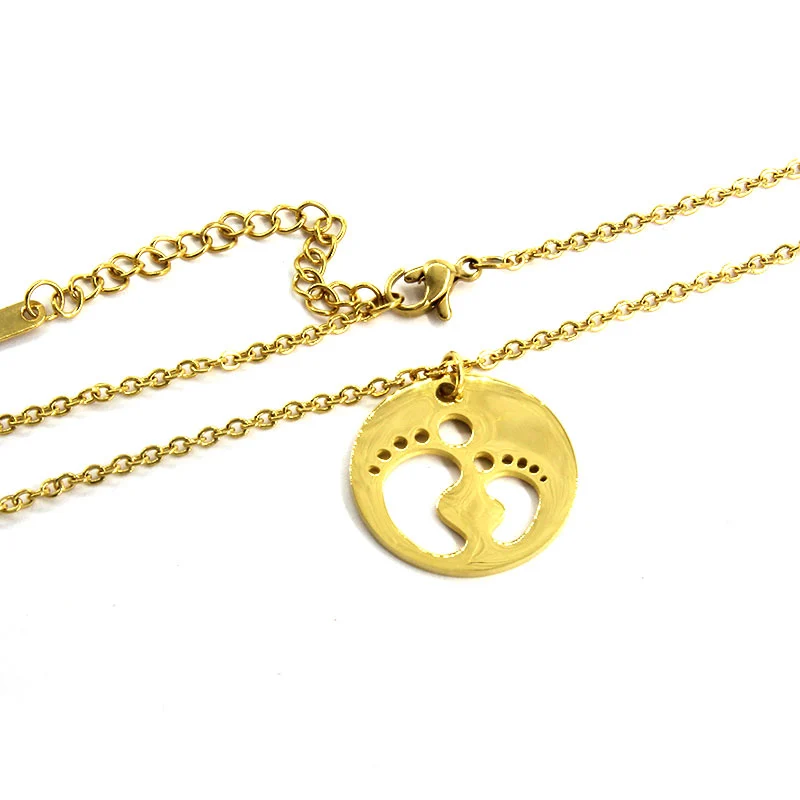 Collar Acero Inoxidable Dorado Mama e Hijo