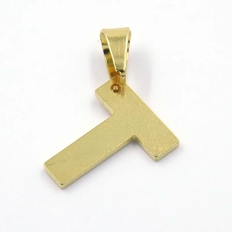 Dije de Acero Dorado Letra T Pequeña Alfabeto