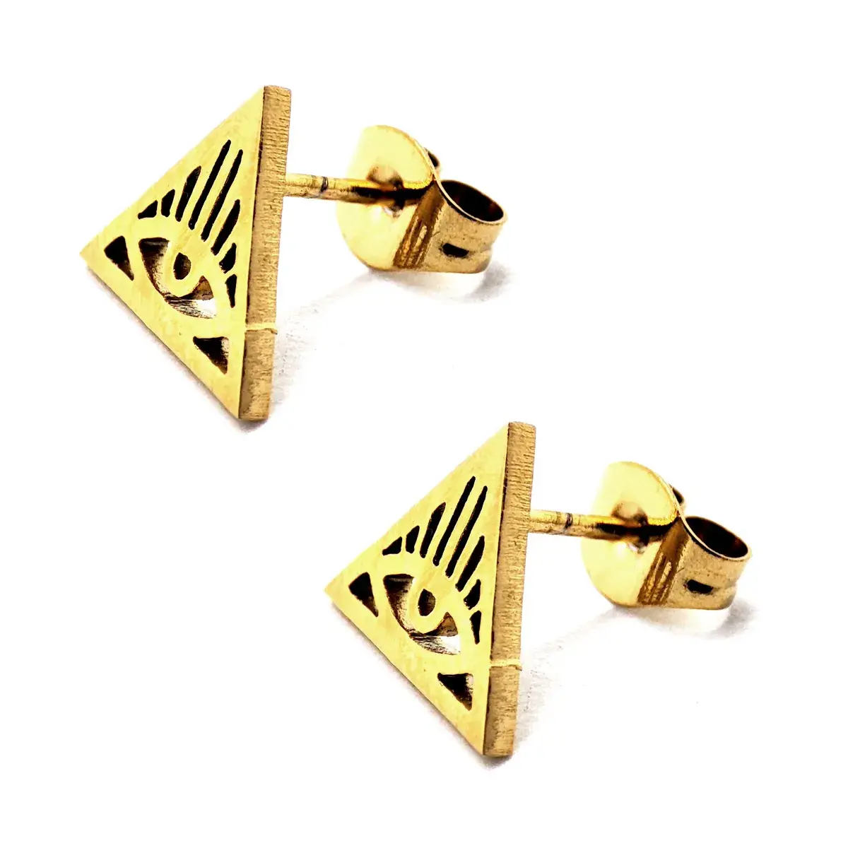 Set Joyería Acero Dorado Triangulo Ojo de la Providencia