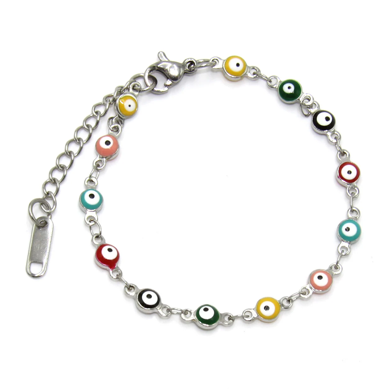 Pulsera Acero Plateado Ojo Turco Nazar 4 mm Multicolor