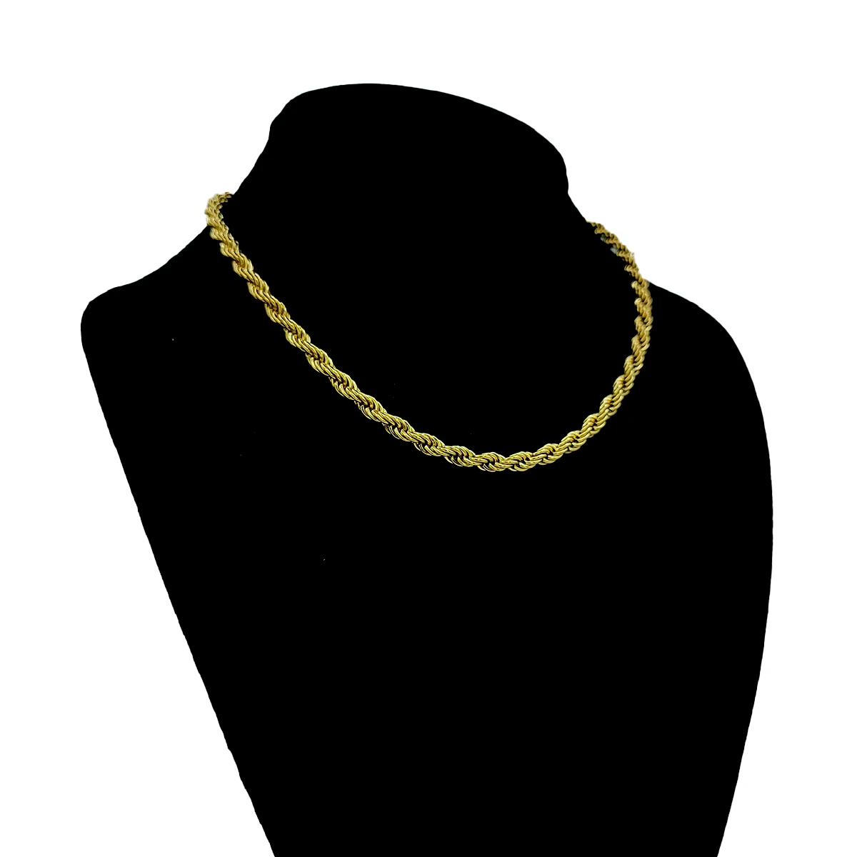 Cadena Acero Dorado Torzal Gargantilla Choker Grueso