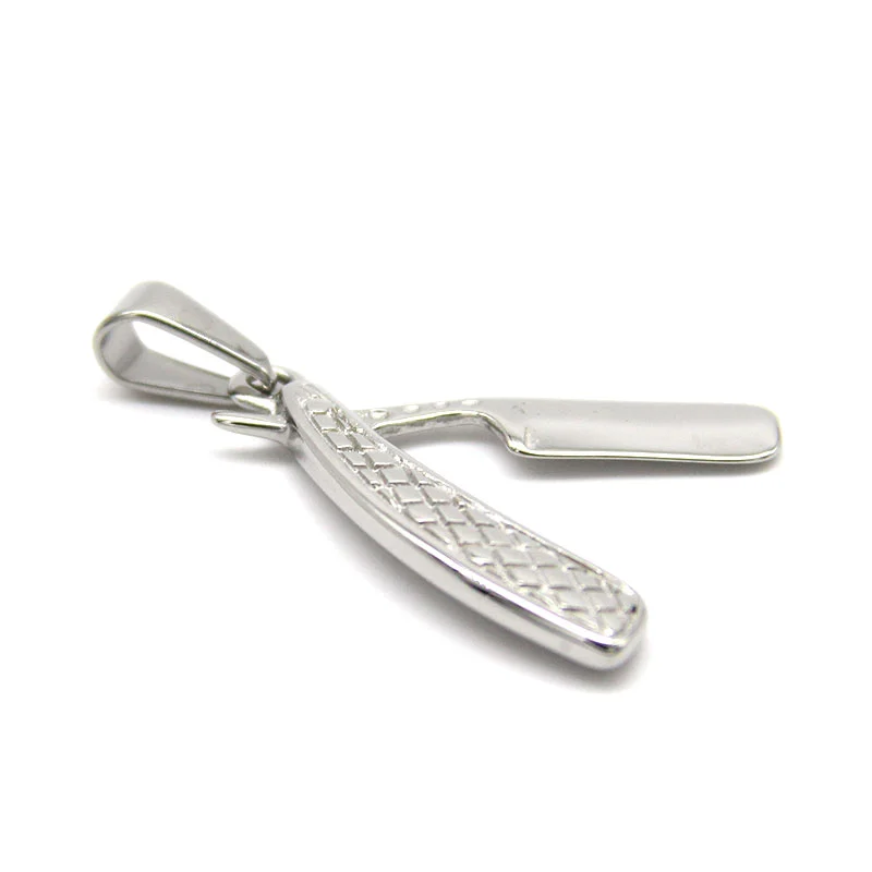 Dije Acero Inox Plateado Navaja Para Afeitar Barbero