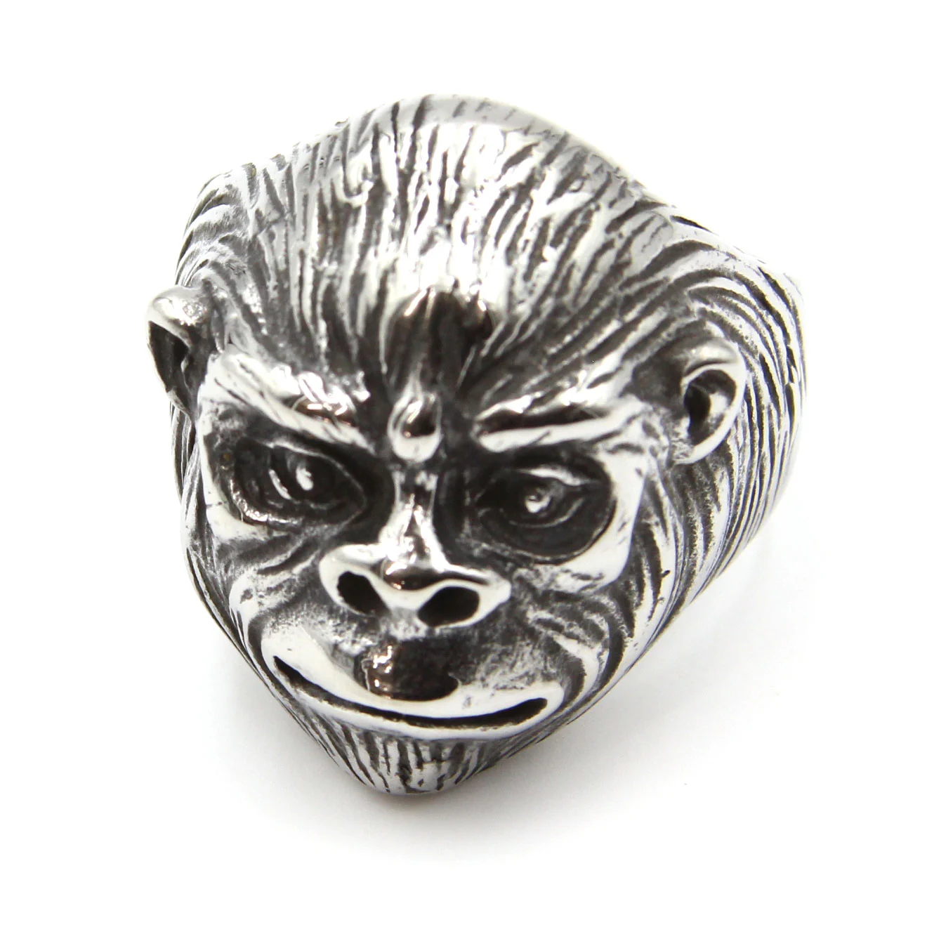 Anillo Acero Inoxidable Plateado Gorila King Kong