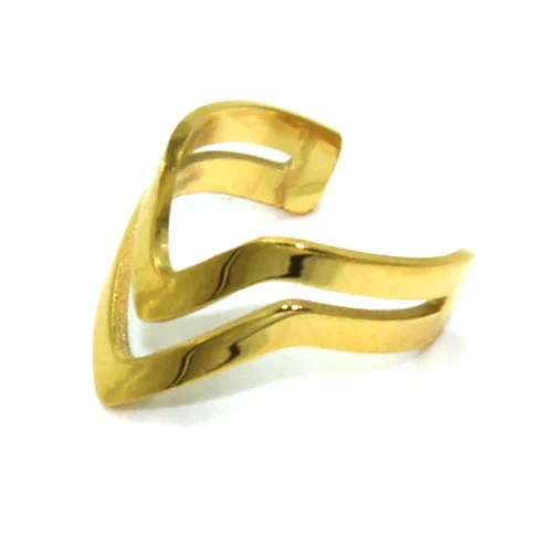 Ear Cuff Acero Inoxidable Dorado Triángulo Moderno - aretes
