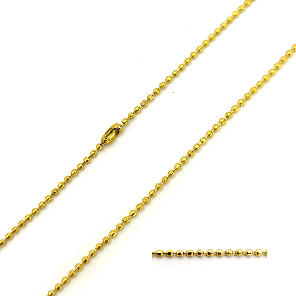 Cadena Acero Dorado Tipo Militar Bolitas Mini 60 cm