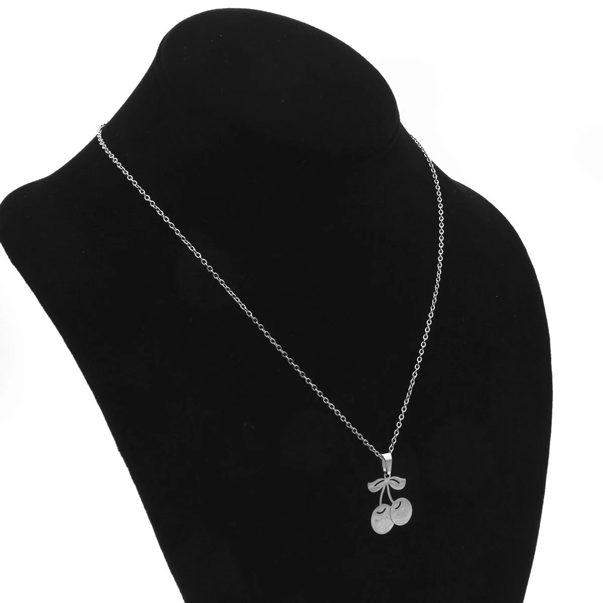 Set Joyeria Acero Inoxidable Plateado Fruta Cereza Bonita
