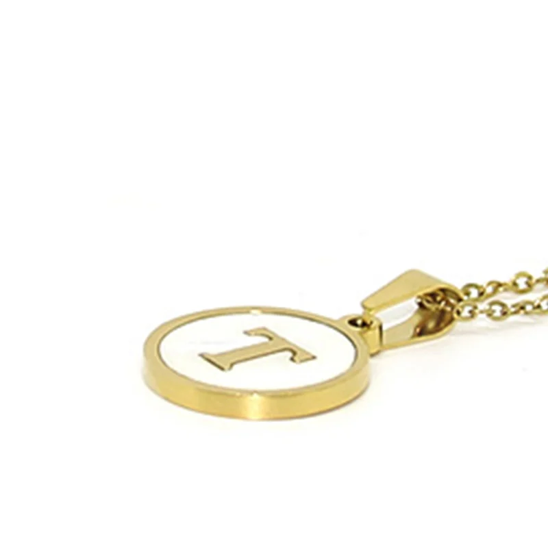 Collar Acero Dorado Letra T Madre Perla