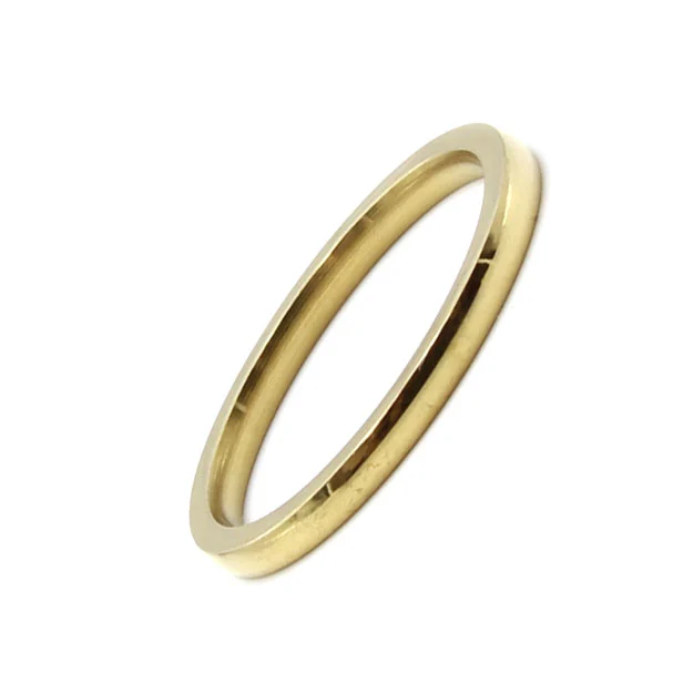 Anillo Acero Inoxidable Dorado Argolla Matrimonio 2 mm