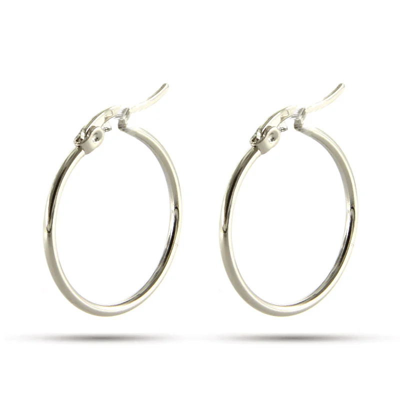 Aretes Acero Plateado Arracadas lisas Tubular 22mm