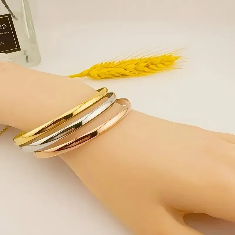 Pulsera Acero Inox Tricolor Pulsos Fin de Semana Lisos
