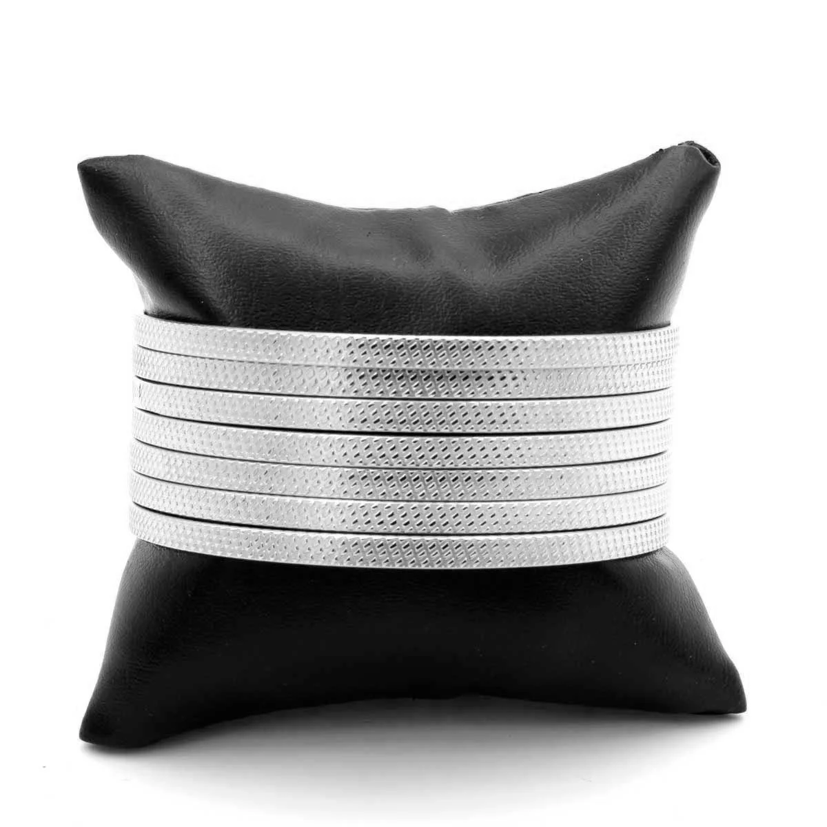 Pulsera Brazalete Acero Plateado Semanario Grabado Lineal