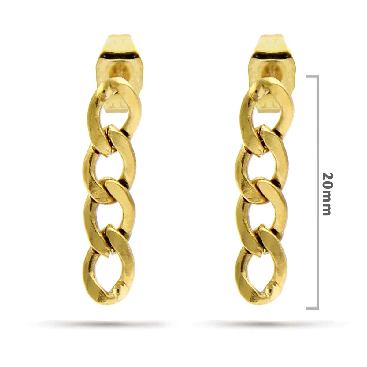 Aretes Tipo Cadena Acero Dorado Eslabon Barbado 20mm