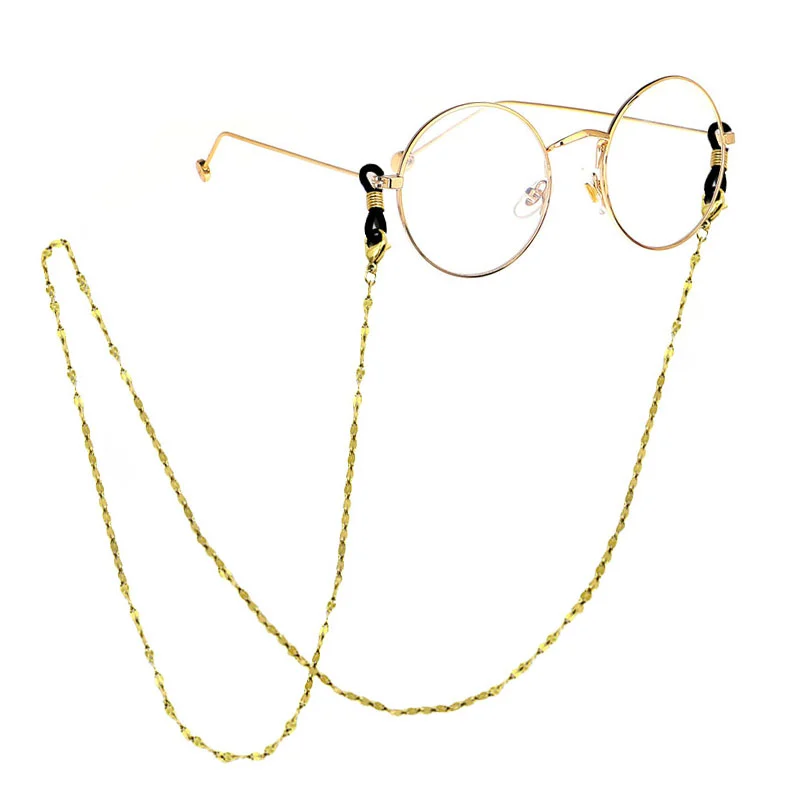 Cadena Lentes  Acero Dorado Estilo Eslabon Petalo 2mm