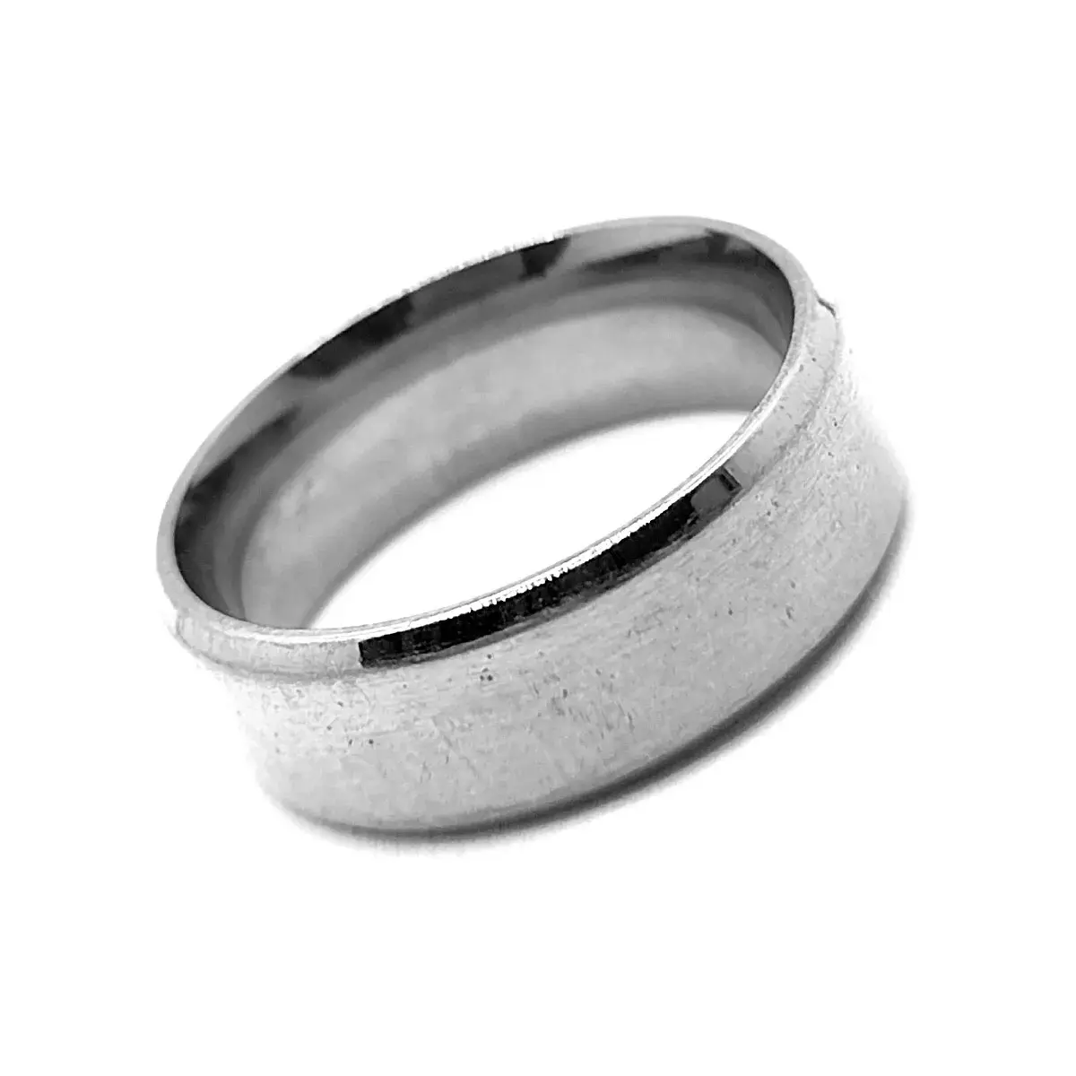 Anillo Acero Inox Plateado Argolla Satinado Biselado 8mm