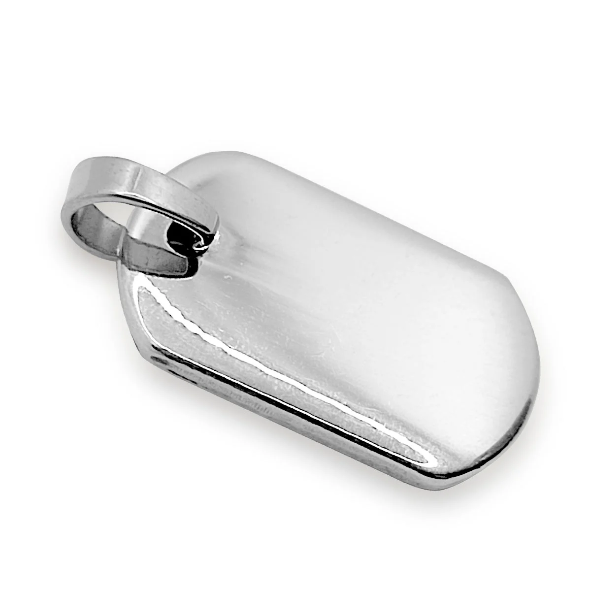 Dije Acero Inoxidable Plata Mini Placa Lisa Simple 19 mm