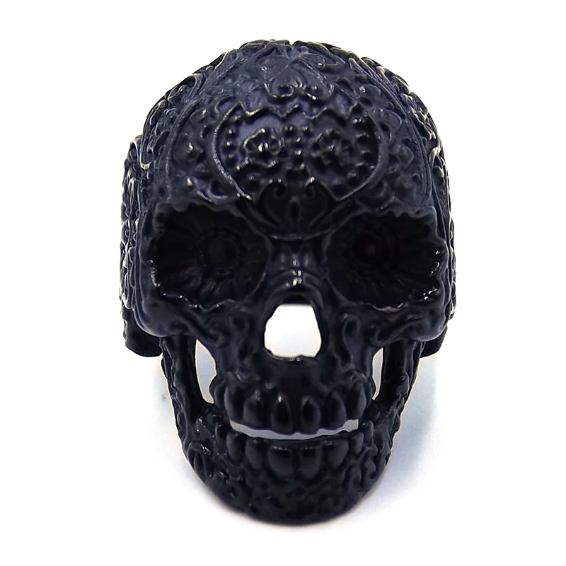 Anillo de Acero Negro Calavera Garbancera Catrina