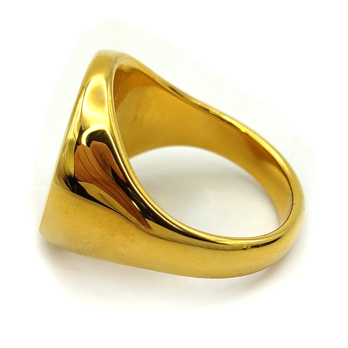 Anillo Acero Dorado Circular Plano Mano con Planta