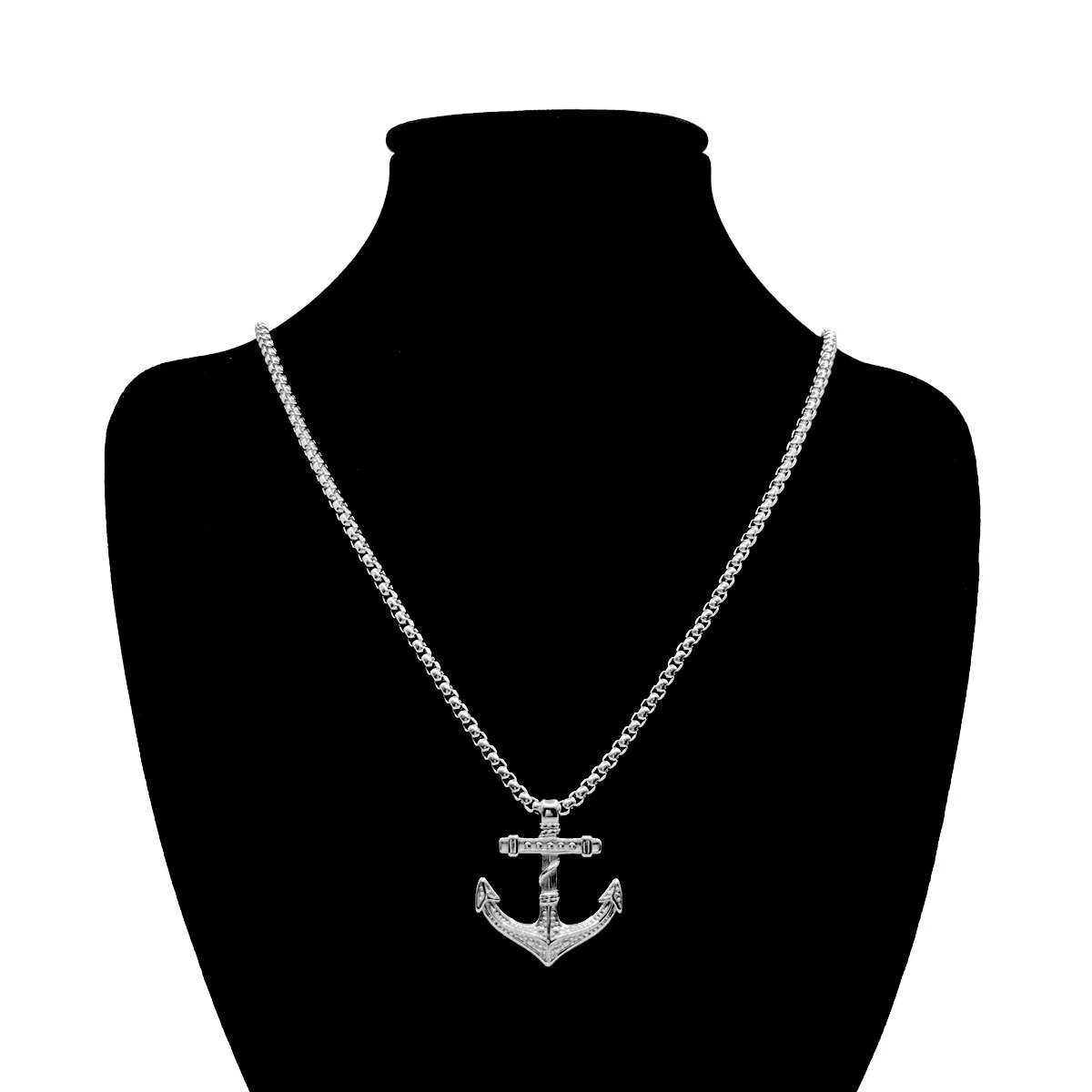 Collar Acero Plateado Ancla Áncora 30 mm Hombre Marinero