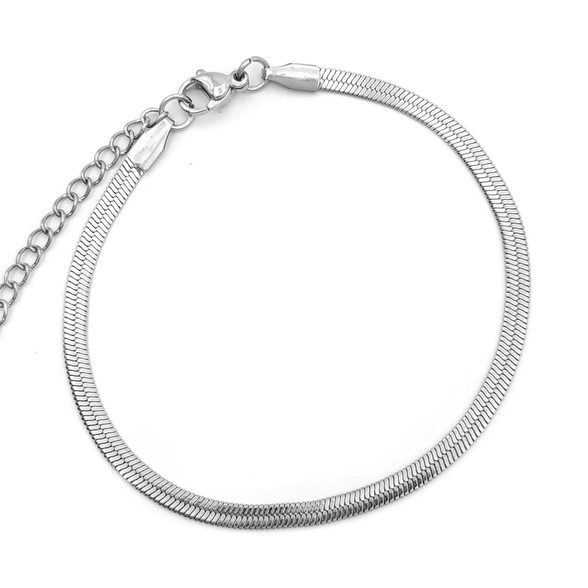 Pulsera Acero Planchada Panza de Vibora Lisa Sencilla 3mm
