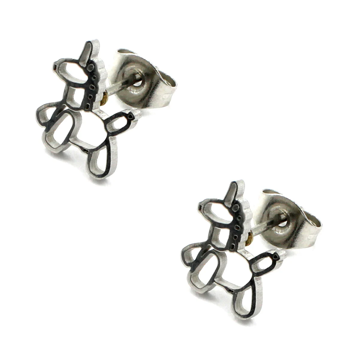 Set Joyeria Acero Plateado Unicornio Globo Fantasia